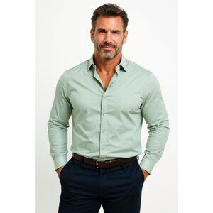 Men's Long Sleeve Button Down Shirt – Light Green – Size 2XL – NWT